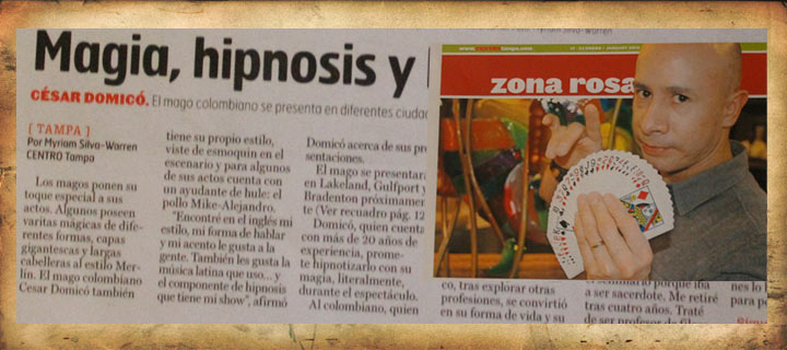 News - Cesar Domico - Magician & Hypnotists - Magic & Hypnosis shows